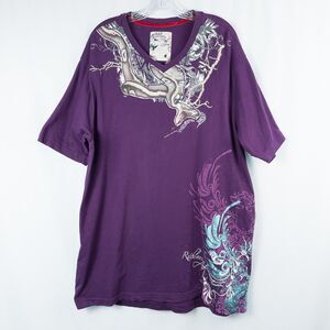 Ruthless Art Short Sleeve V Neck Shirt Womens 3XL Purple Bling Eclectic Y2K